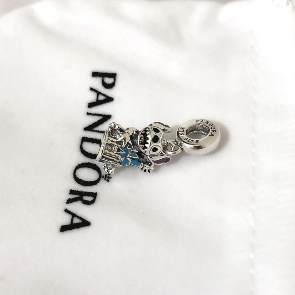 PANDORA DISNEY PARK Lilo Stitch & Fantasyland Castle Dangle Charm w/box - Picture 6 of 6